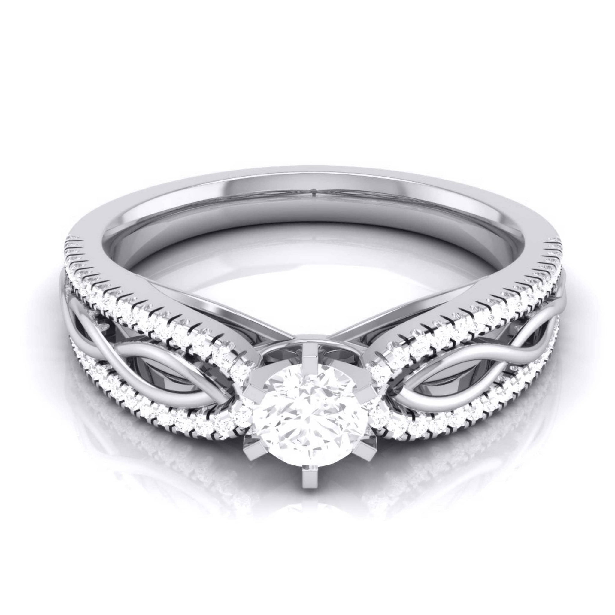 Jewelove™ Rings Designer Platinum Solitaire Engagement Ring with Infinity Shank for Women JL PT R-16