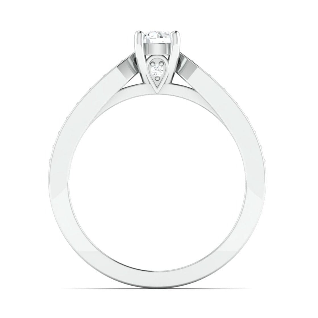 Jewelove™ Rings Designer Platinum Solitaire Ring with Diamond Accents JL PT 672