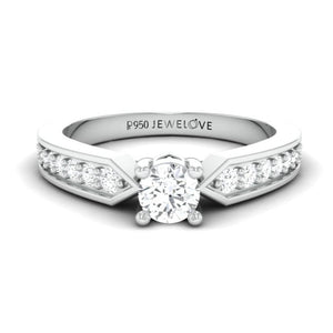 Jewelove™ Rings Designer Platinum Solitaire Ring with Diamond Accents JL PT 672