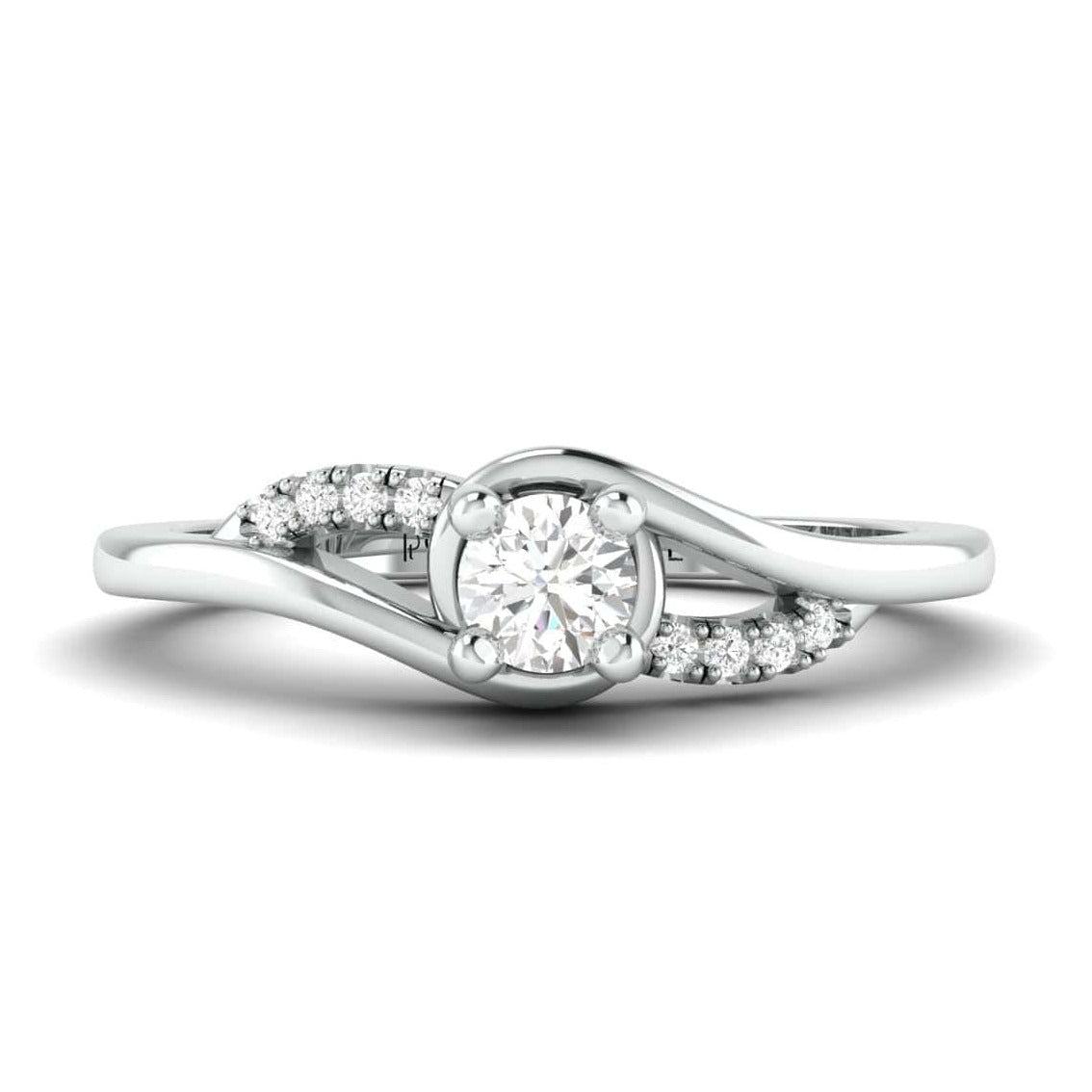 Jewelove™ Rings Designer Platinum Solitaire Ring with Diamond Accents JL PT 969