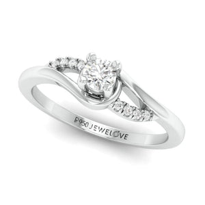 Jewelove™ Rings Women's Band only / SI IJ Designer Platinum Solitaire Ring with Diamond Accents JL PT 969