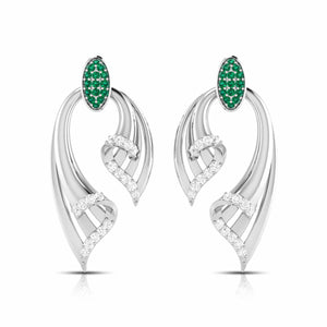 Jewelove™ Earrings Green Designer Platinum with Diamond Earrings for Women JL PT E NL8536