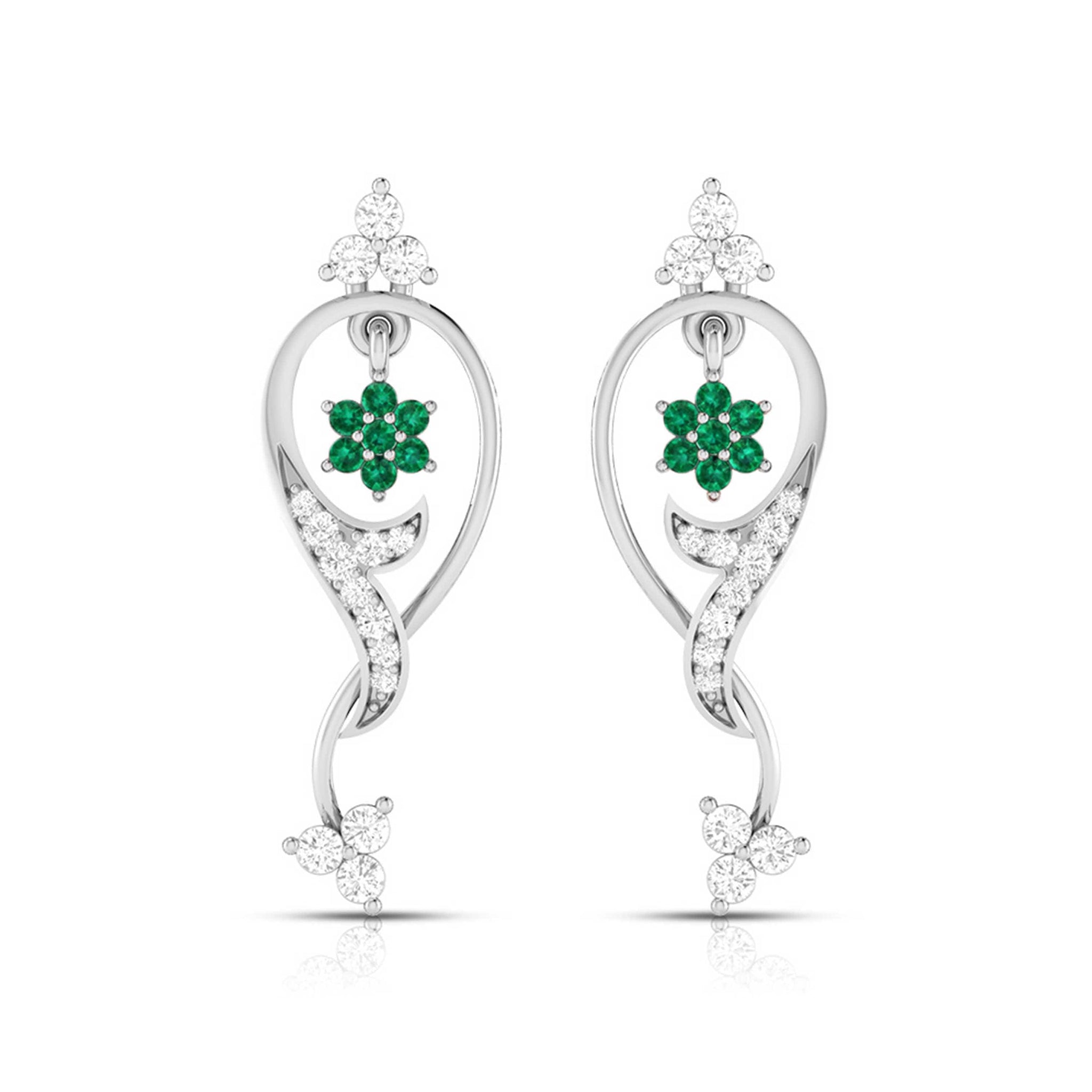 Jewelove™ Earrings Green Designer Platinum with Diamond Earrings for Women JL PT E NL8538