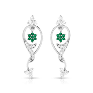 Jewelove™ Earrings Green Designer Platinum with Diamond Earrings for Women JL PT E NL8538