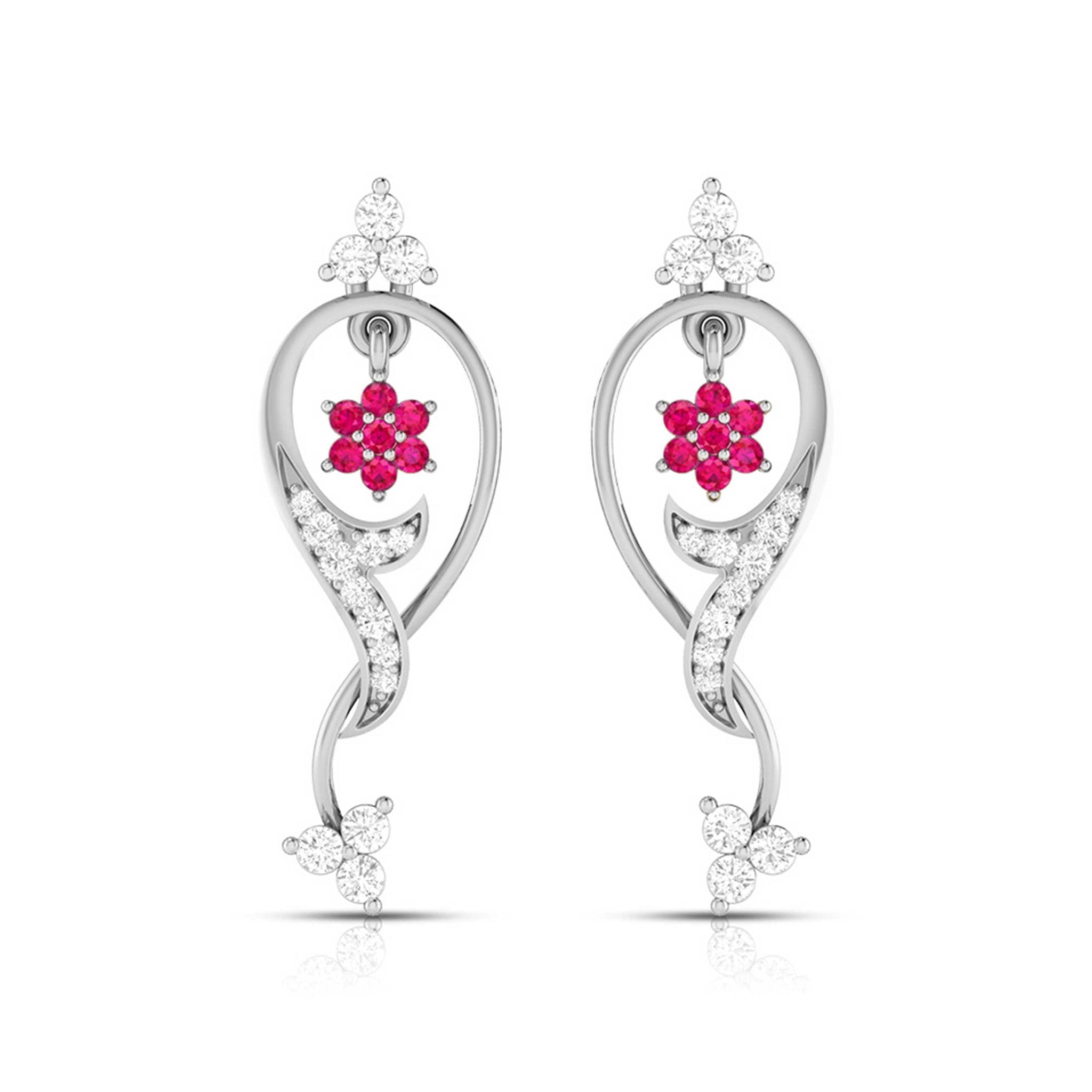 Jewelove™ Earrings Red Designer Platinum with Diamond Earrings for Women JL PT E NL8538