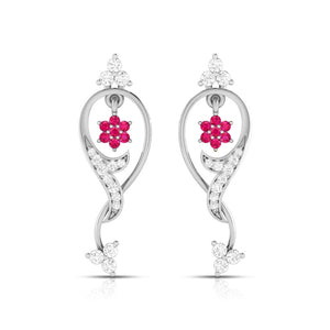 Jewelove™ Earrings Red Designer Platinum with Diamond Earrings for Women JL PT E NL8538