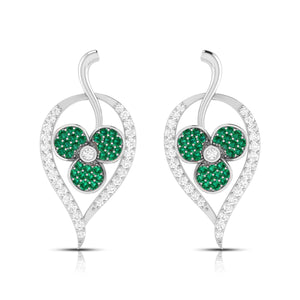 Jewelove™ Earrings Green Designer Platinum with Diamond Earrings for Women JL PT E NL8579