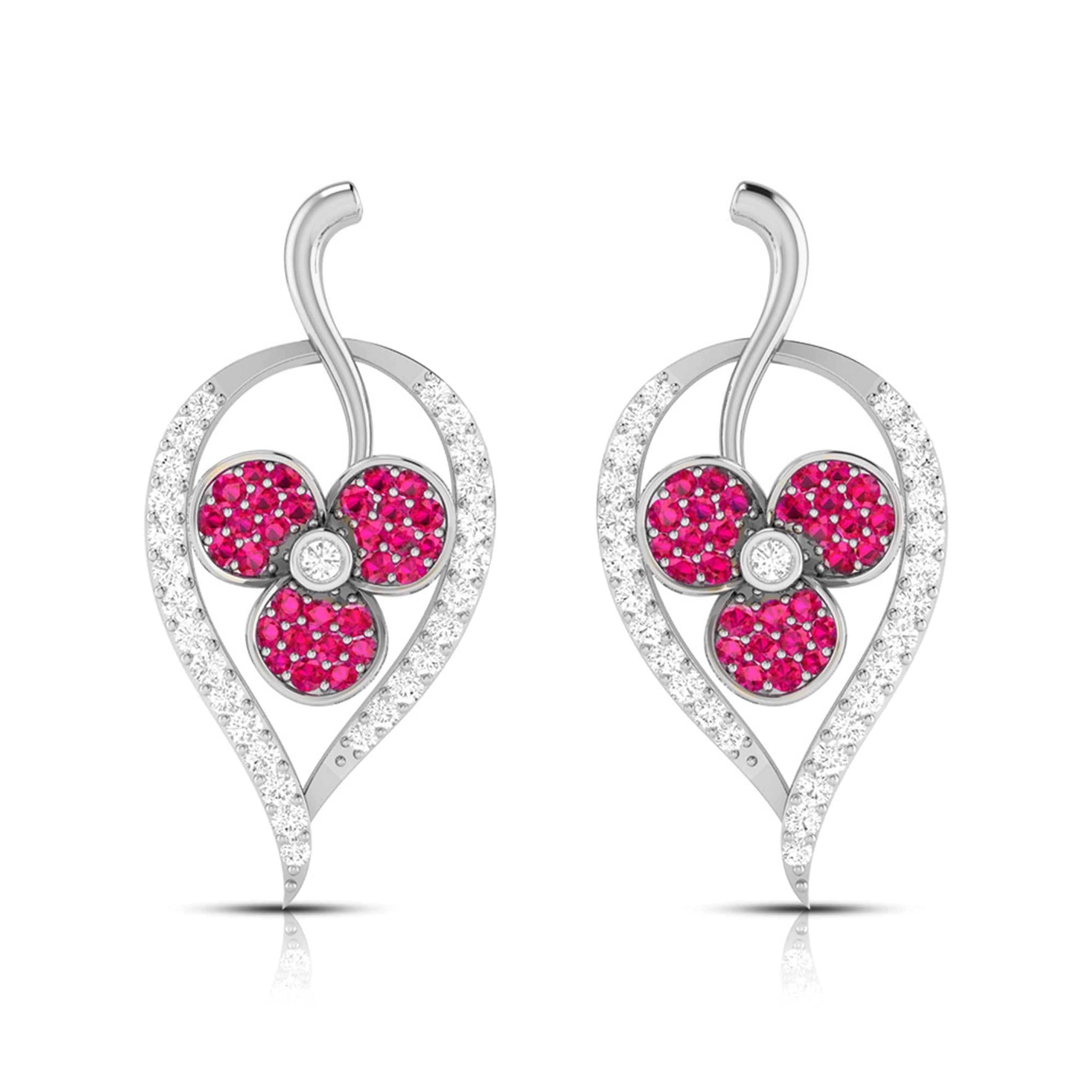 Jewelove™ Earrings Red Designer Platinum with Diamond Earrings for Women JL PT E NL8579