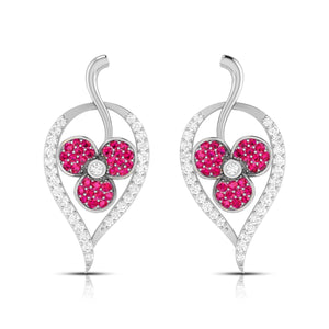 Jewelove™ Earrings Red Designer Platinum with Diamond Earrings for Women JL PT E NL8579