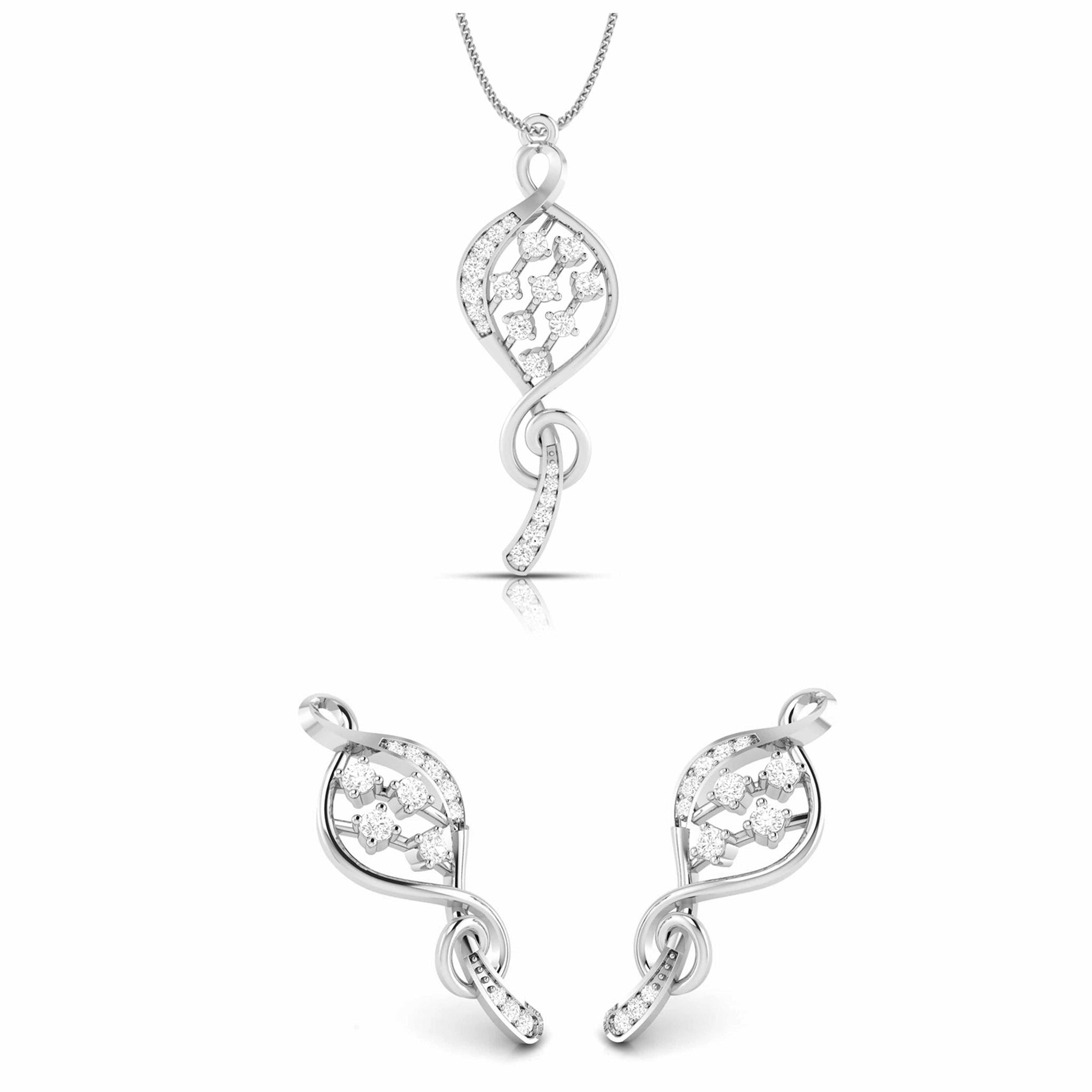 Jewelove™ Pendants & Earrings Pendant Set Designer Platinum with Diamond Pendant Set for Women JL PT P NL 8491