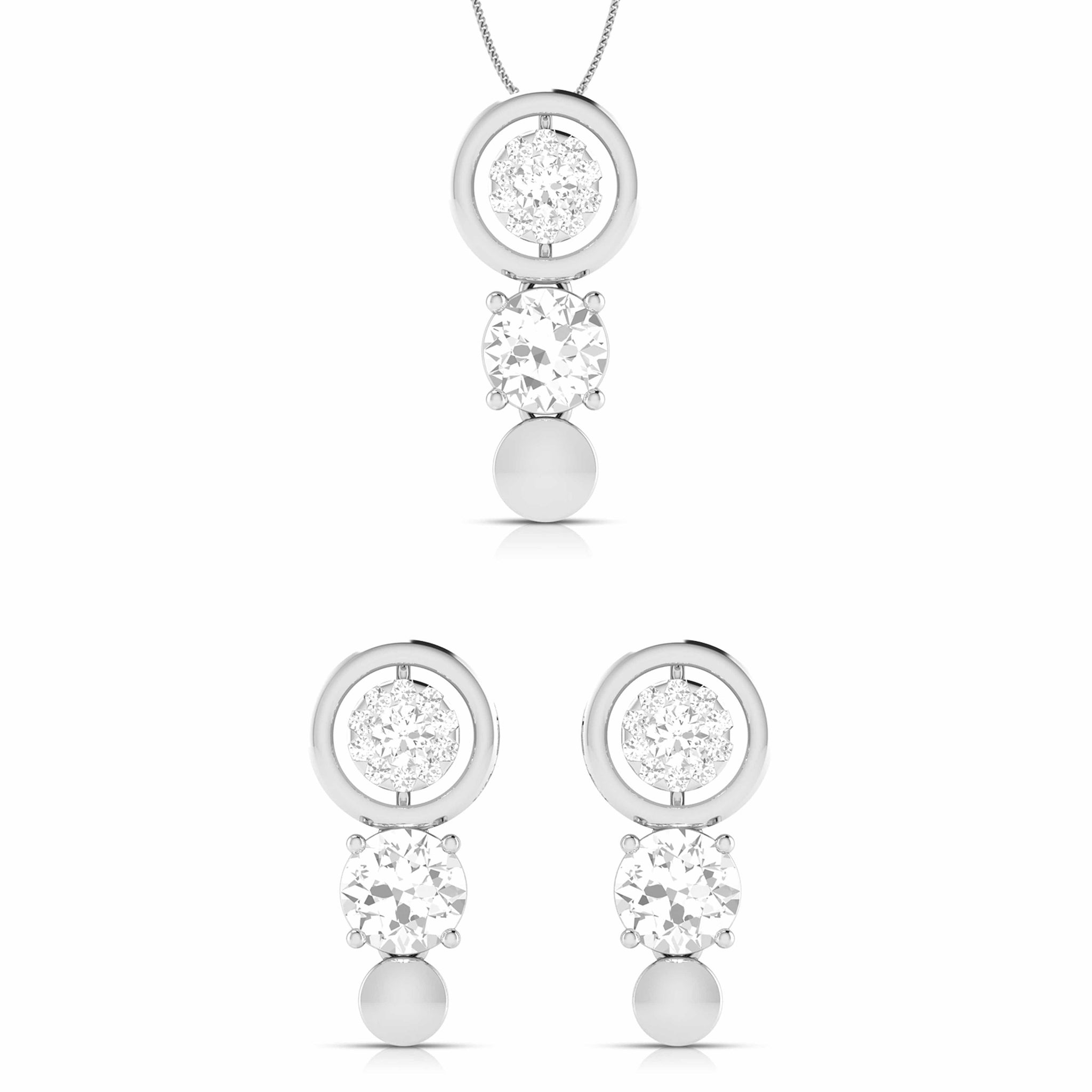 Jewelove™ Pendants & Earrings Pendant Set Designer Platinum with Diamond Solitaire Pendant Set for Women JL PT PE 78A