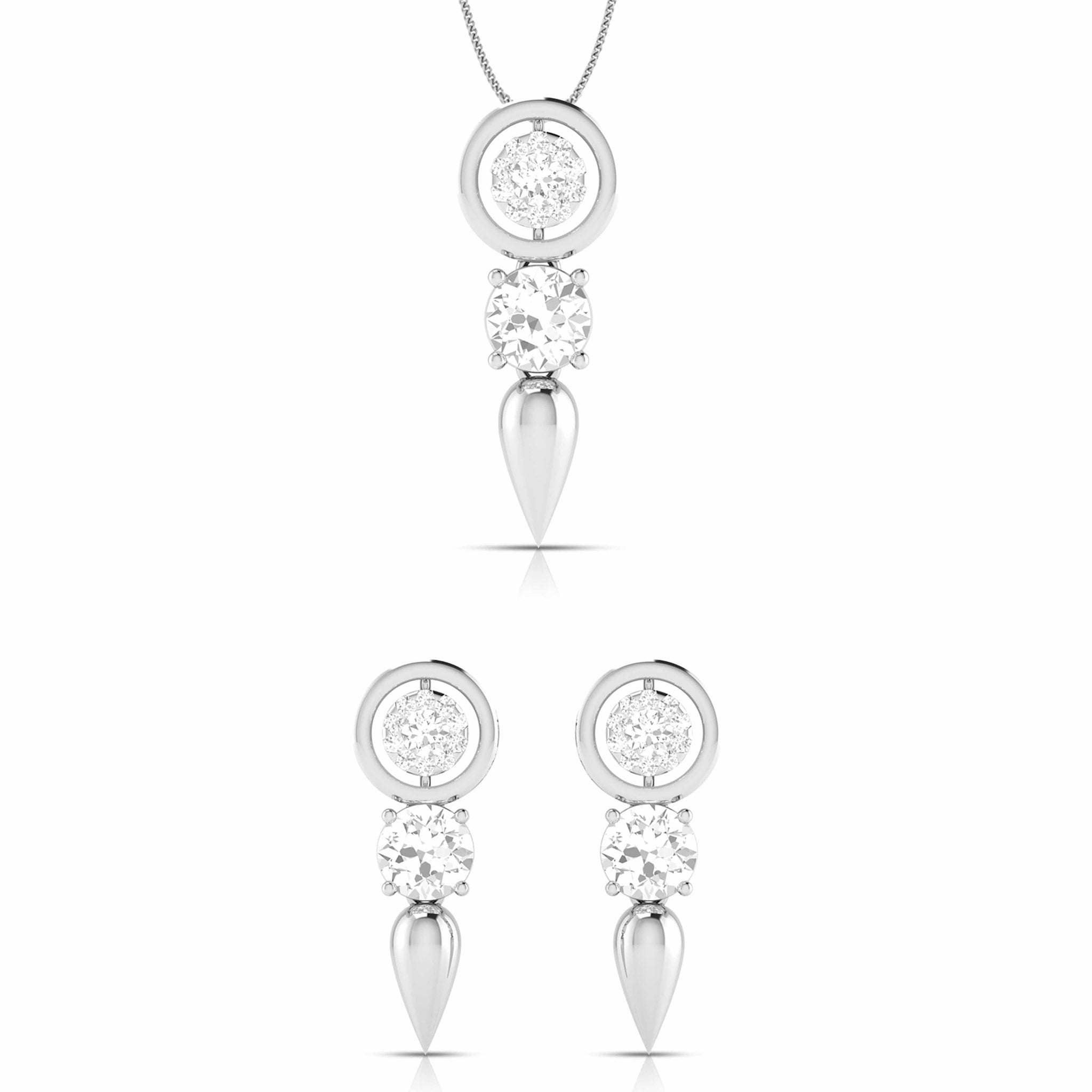 Jewelove™ Pendants & Earrings Pendant Set Designer Platinum with Diamond Solitaire Pendant Set JL PT PE 78E