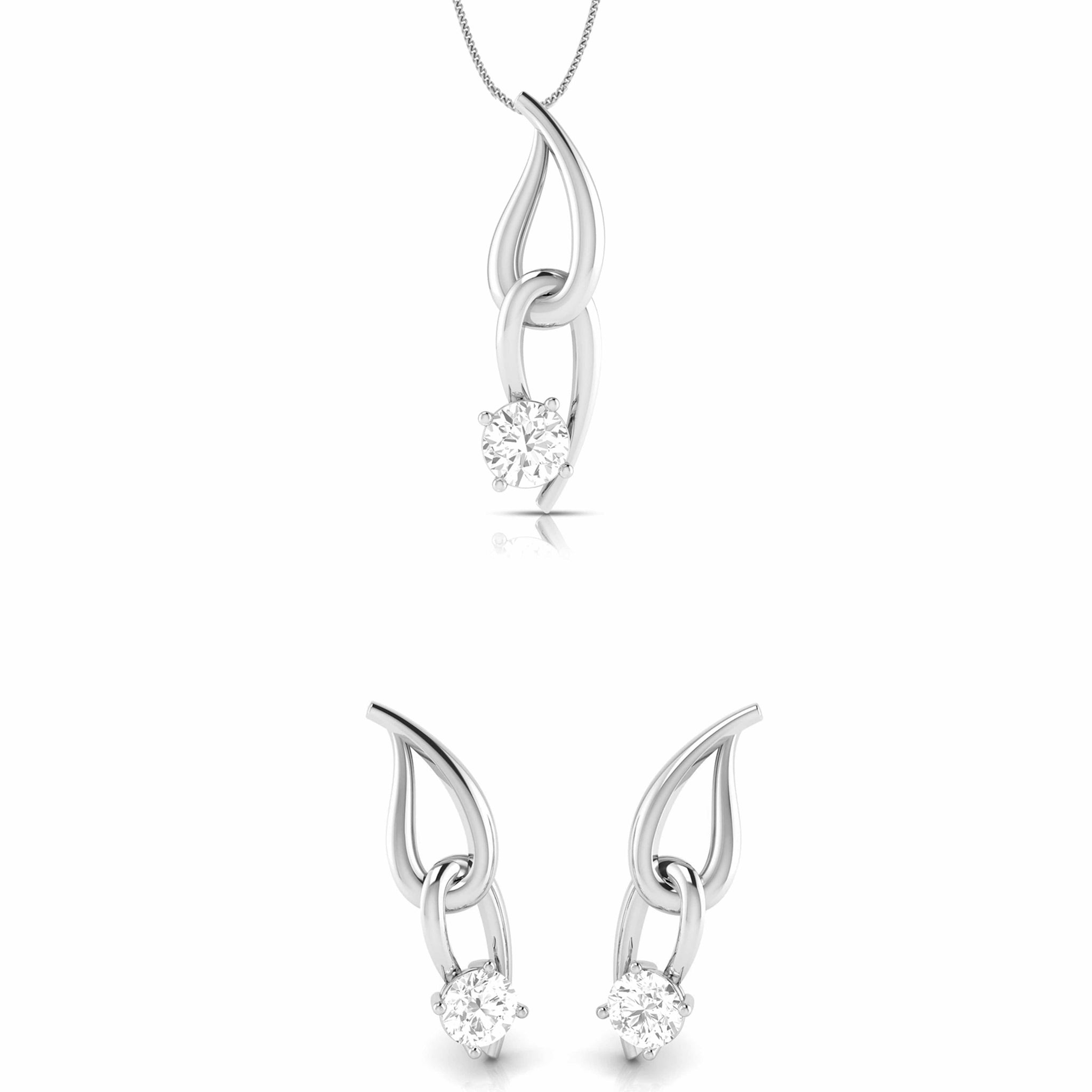 Jewelove™ Pendants & Earrings Pendant Set Designer Platinum with Solitaire Pendant Set for Women JL PT PE 77F