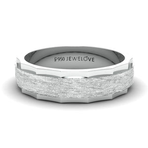 Jewelove™ Rings Men's Band only Designer Rough Texture Platinum Band with Cut Edges JL PT 663