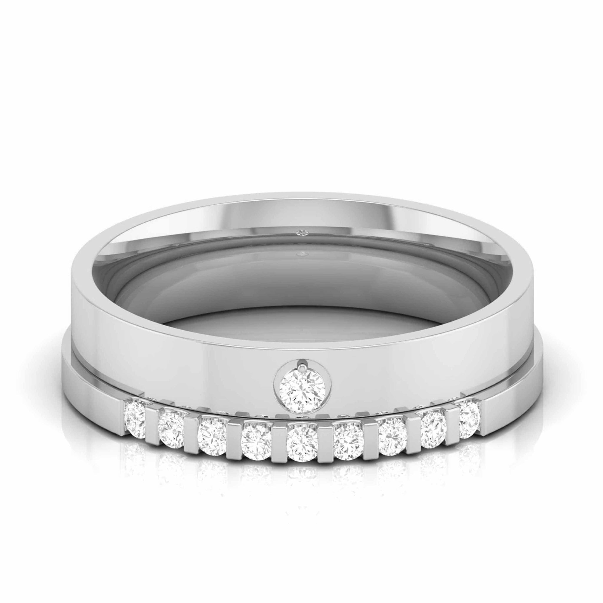 Jewelove™ Rings Women's Band only / SI IJ Designer Single Diamond Platinum Couple Ring JL PT CB 13