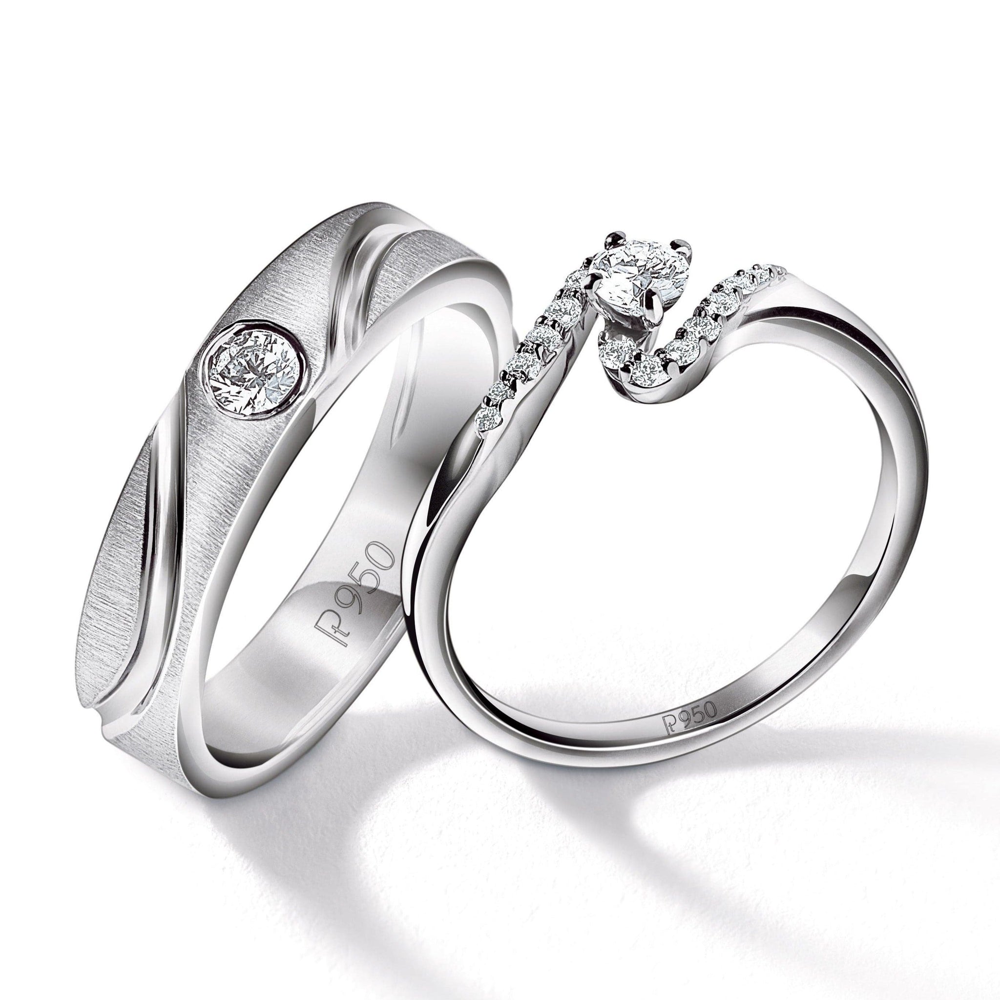 Jewelove™ Rings Both / SI IJ Designer Solitaire Platinum Couple Rings JL PT 583