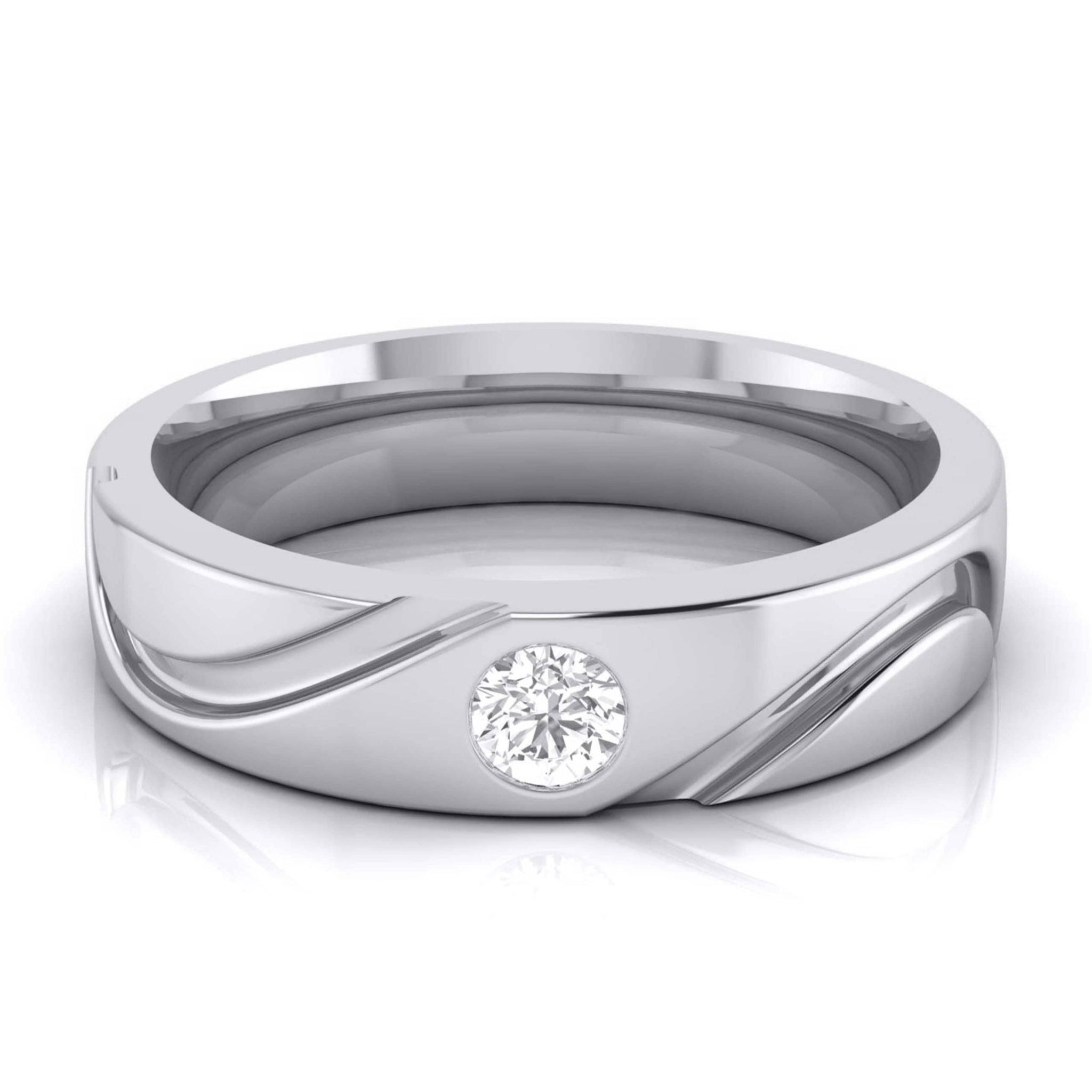 Jewelove™ Rings Men's Band only / SI IJ Designer Solitaire Platinum Couple Rings JL PT 583