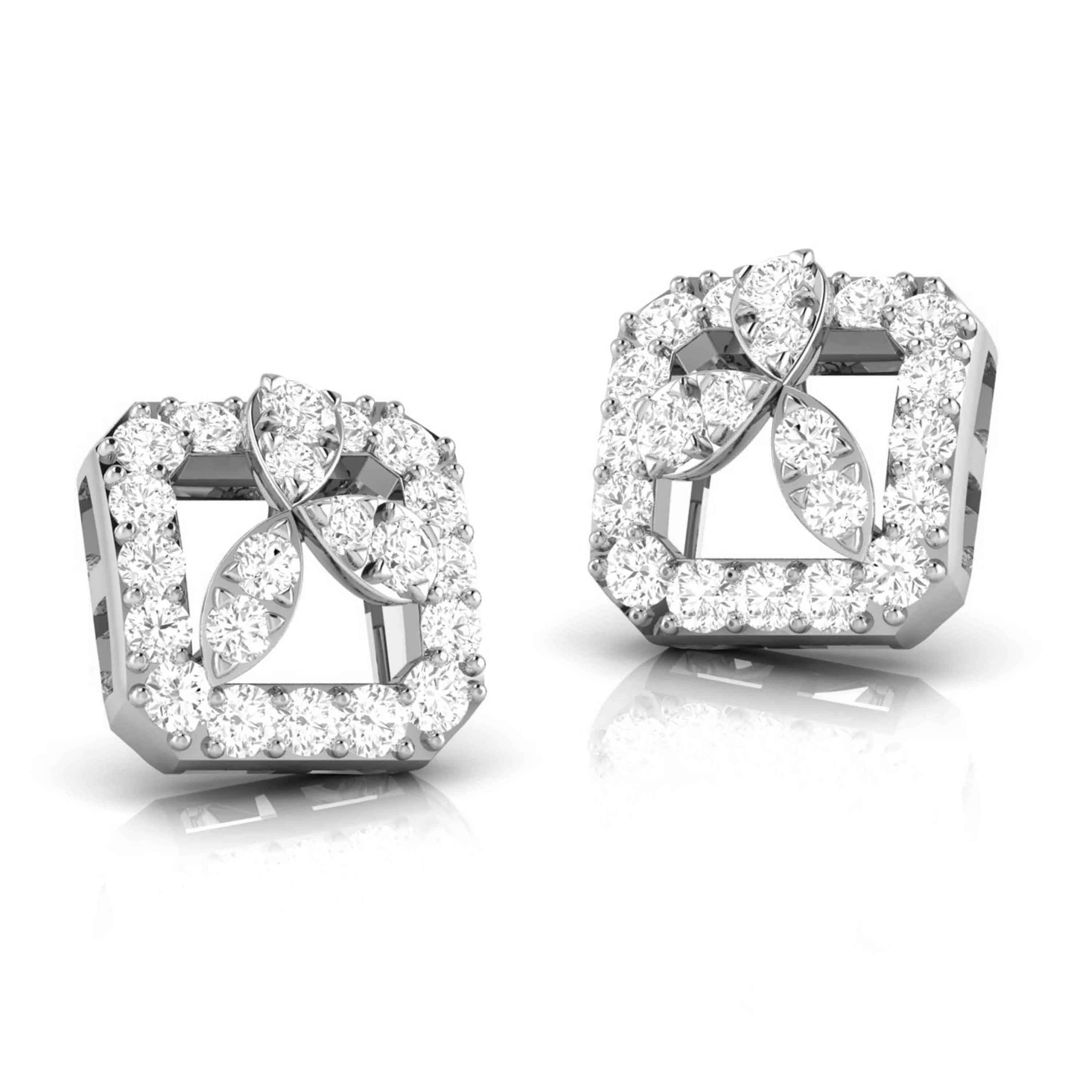 Macy's Men's Diamond Square Cluster Stud Earrings (1/2 ct. t.w.) in 10k  White Gold - Macy's