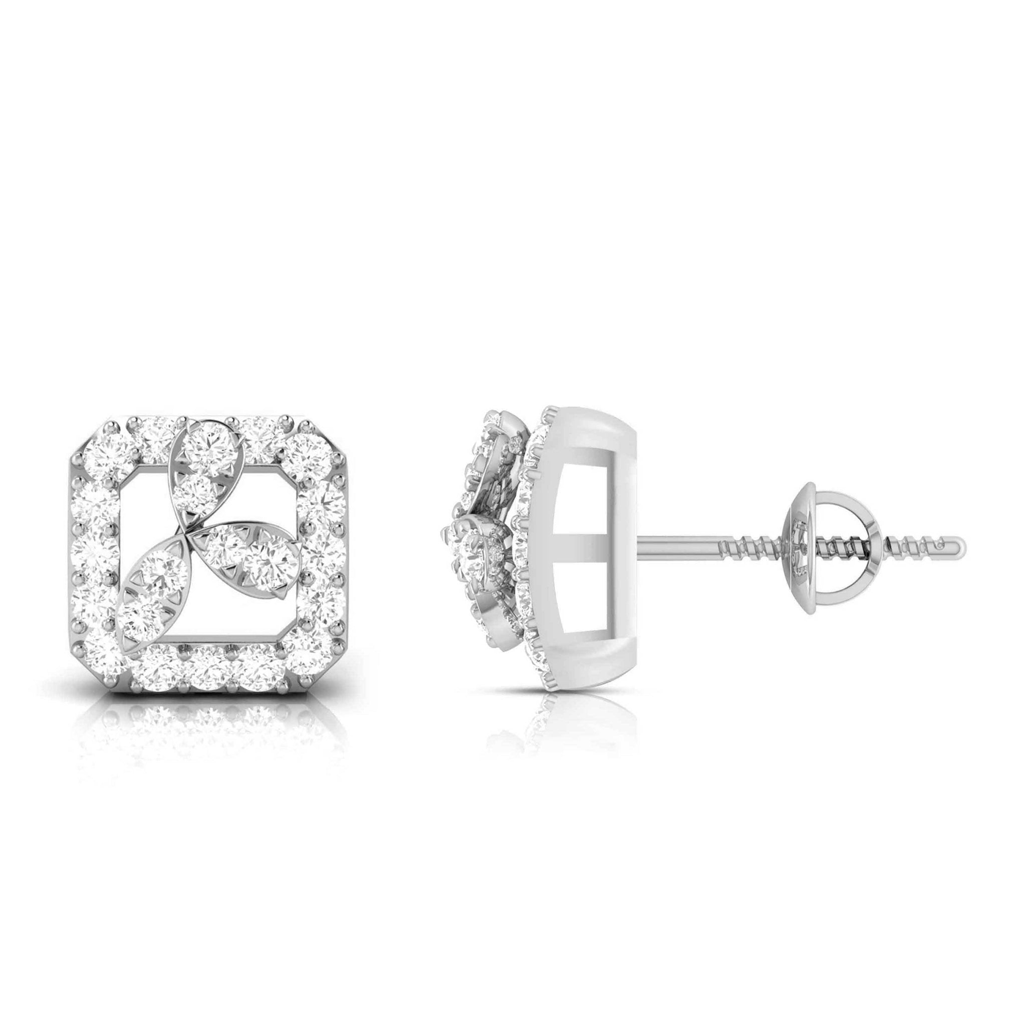 Jewelove™ Earrings Designer Square Platinum Diamond  Earrings JL PT E OLS 2