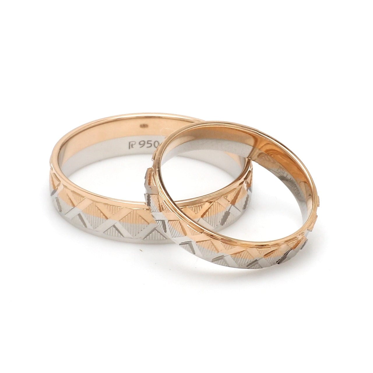 Jewelove™ Rings Designer Unisex Platinum & Rose Gold Couple Rings JL PT 1122