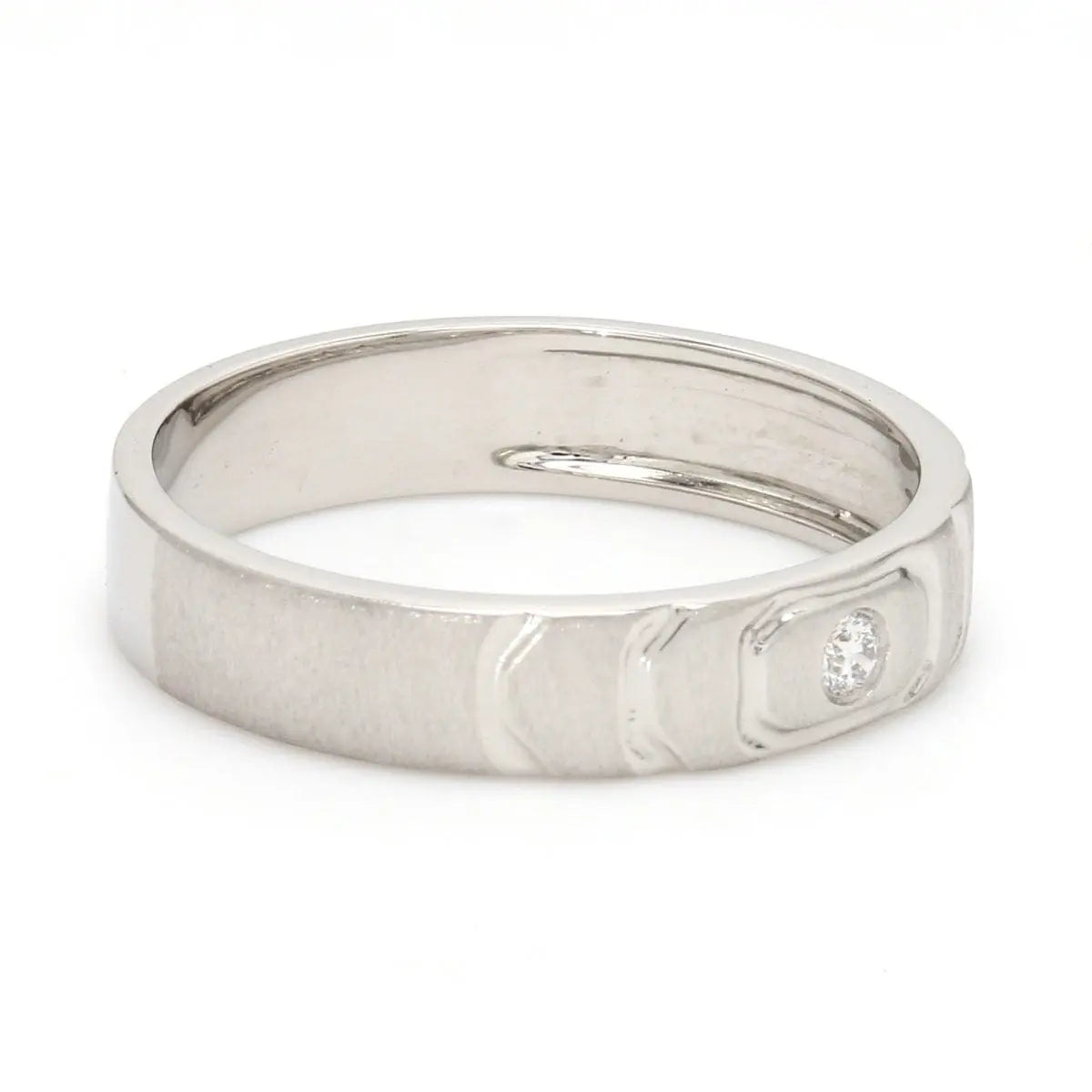 Side View of Designers Platinum Love Bands wth Hexagonal Grooves & Diamonds JL PT 427