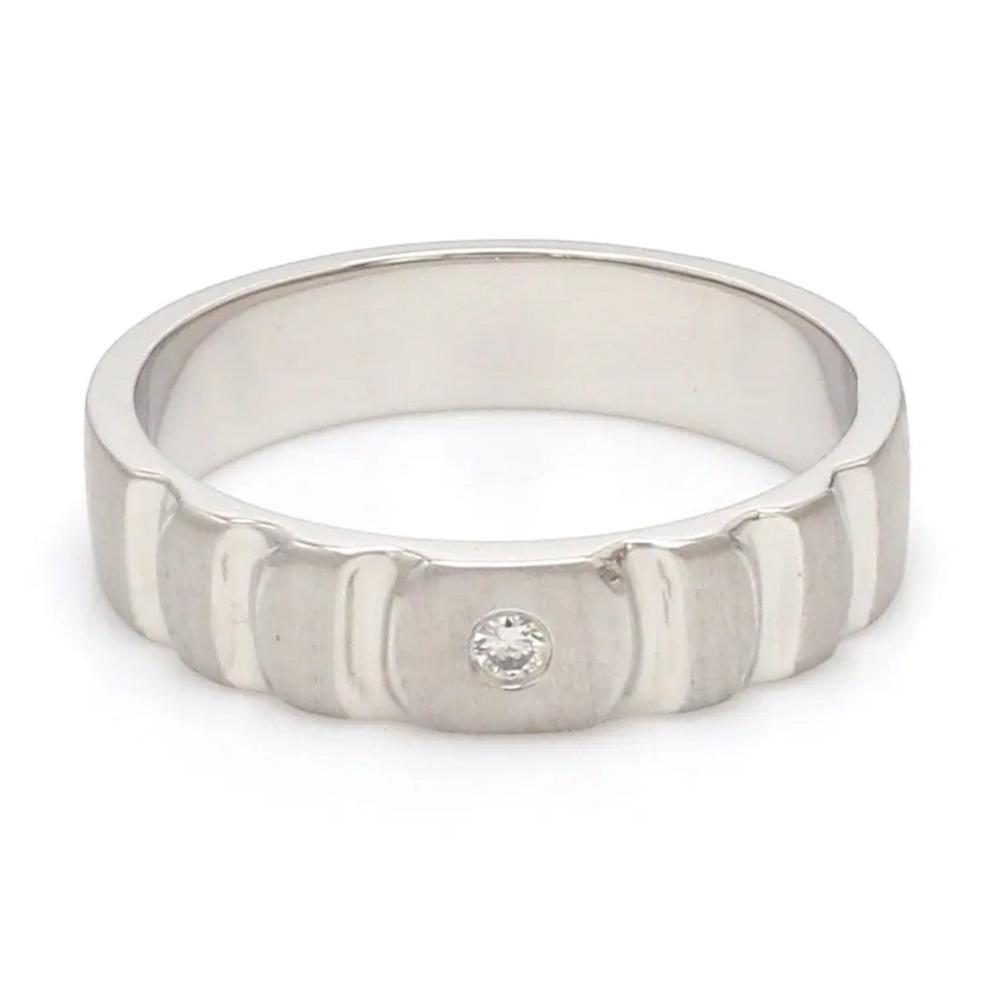 Jewelove™ Rings Designers Platinum Love Bands wth Hexagonal Grooves & Diamonds JL PT 427