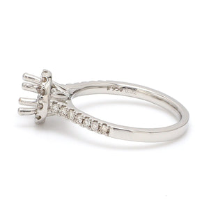 Jewelove™ Rings Diamond Halo & Shank Platinum Ring Mounting for Solitaire JL PT 671 - M