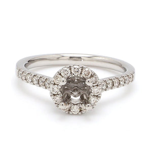 Jewelove™ Rings Diamond Halo & Shank Platinum Ring Mounting for Solitaire JL PT 671 - M