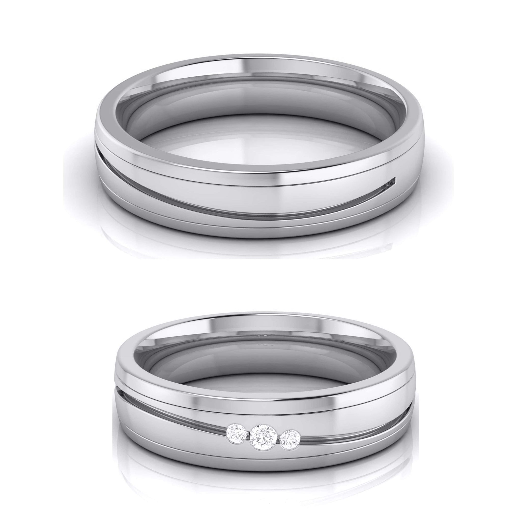 Jewelove™ Rings Both / SI IJ Diamond Platinum Love Bands JL PT R-8042