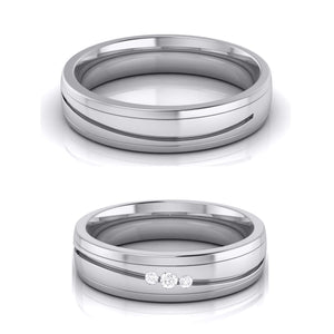 Jewelove™ Rings Both / SI IJ Diamond Platinum Love Bands JL PT R-8042