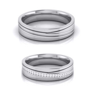 Jewelove™ Rings Both / SI IJ Diamond Platinum Love Bands JL PT R-8043