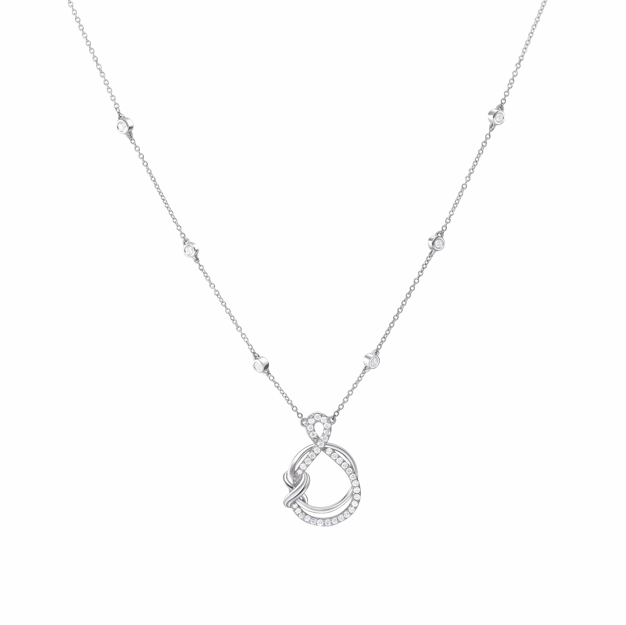 Jewelove™ Pendants & Earrings Elegant Platinum Evara Diamond Pendant with Diamond Studded Chain for Women JL PTP 173