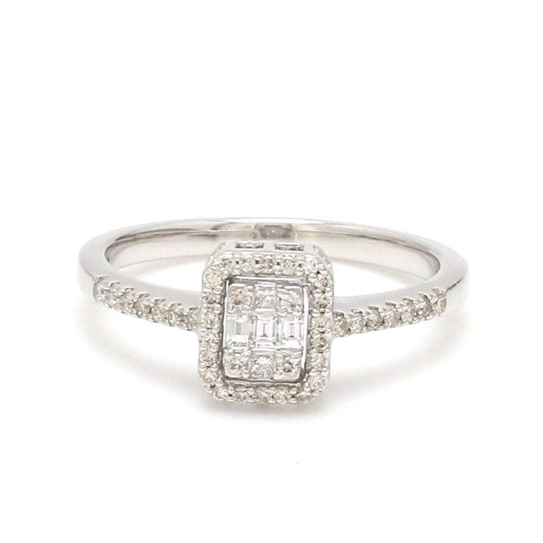 Jewelove™ Rings Women's Band only Emerald Cut Solitaire-look Platinum Engagement Ring for Women JL PT 1011