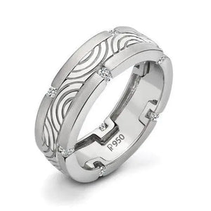 Jewelove™ Rings Engraved Platinum Ring with Diamonds for Men JL PT 509