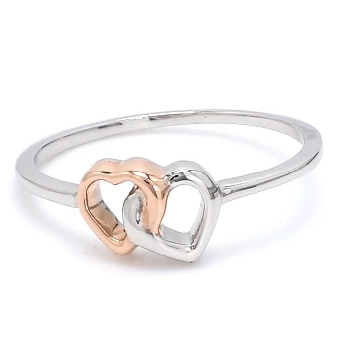 Tiny Heart Shape Platinum Rose Gold Fusion Ring for Women JL PT 628