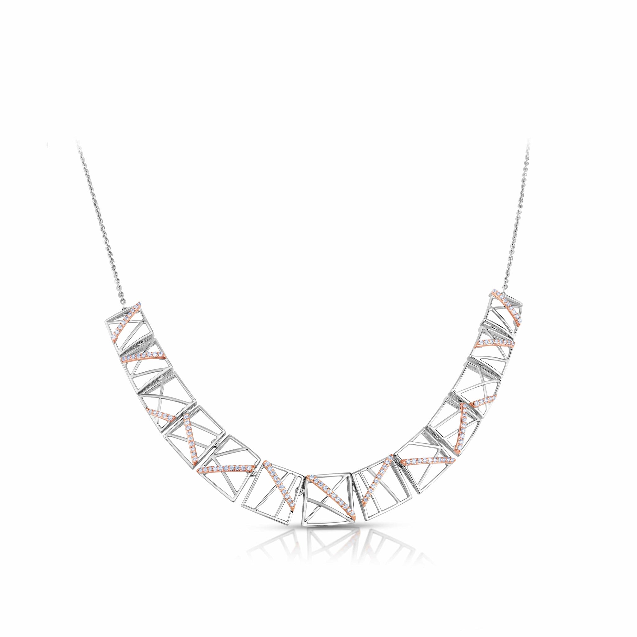 Jewelove™ Necklaces & Pendants Evara Platinum Rose Gold Necklace with Diamonds for Women JL PT N 184