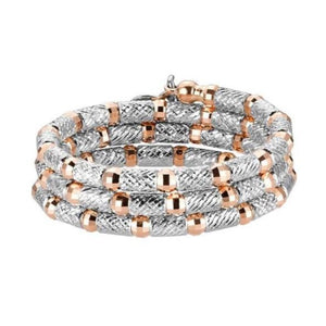 Jewelove™ Rings Women's Band only Flexible 3-row Platinum & Rose Gold Ring with Diamond Cut Balls JL PT 722