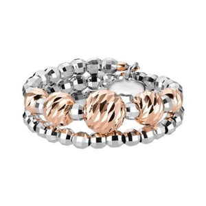 Jewelove™ Rings Women's Band only Flexible Japanese Platinum & Rose Gold Ring with Diamond Cut Balls JL PT 719