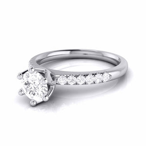 Jewelove™ Rings J VS / Women's Band only Flowery Platinum Solitaire Engagement Ring with Diamond Shank JL PT G-105