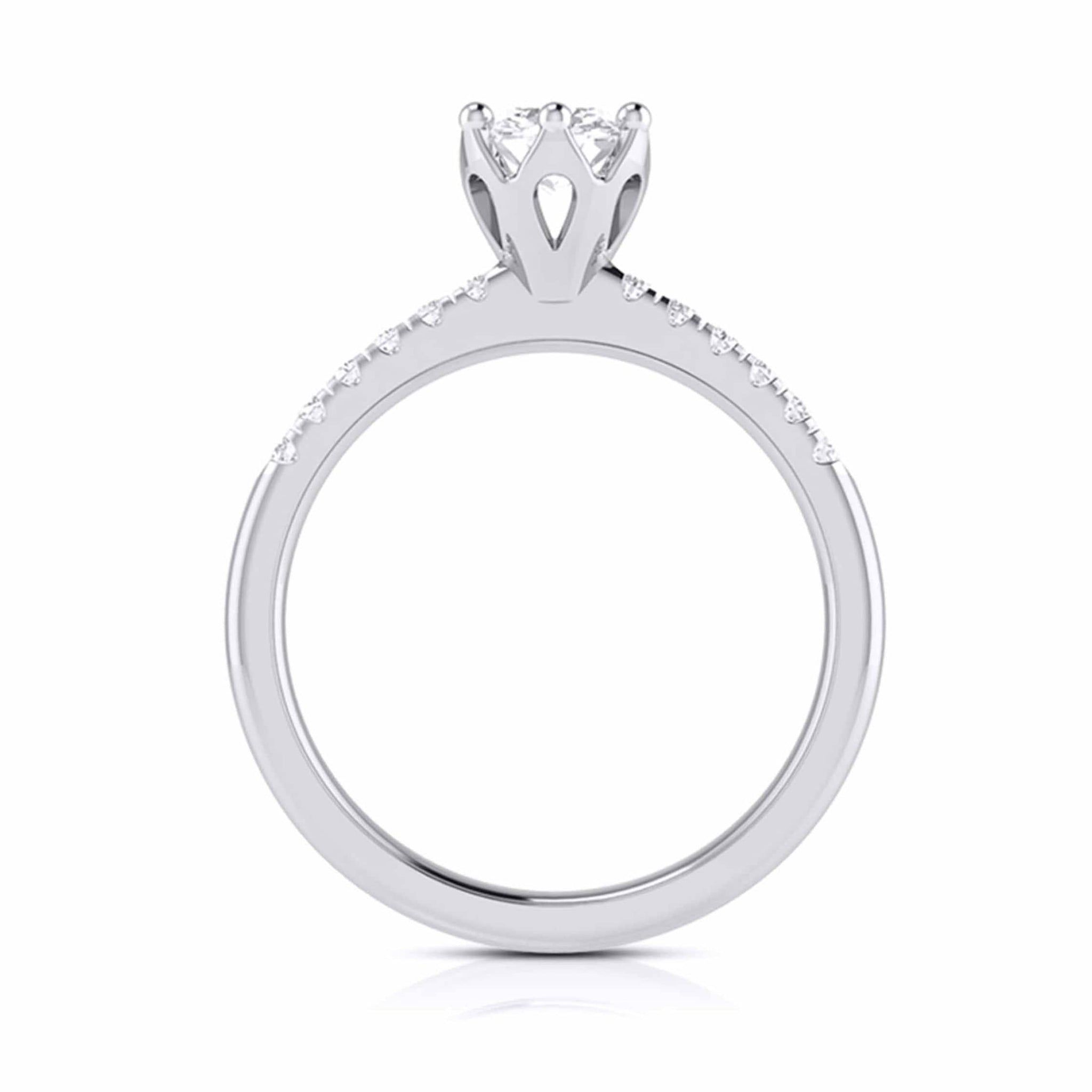 Jewelove™ Rings J VS / Women's Band only Flowery Platinum Solitaire Engagement Ring with Diamond Shank JL PT G-105