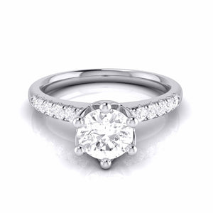 Jewelove™ Rings J VS / Women's Band only Flowery Platinum Solitaire Engagement Ring with Diamond Shank JL PT G-105