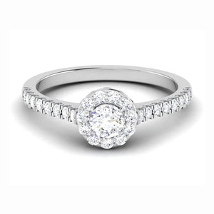 Jewelove™ Rings Full Halo Diamond Solitaire Engagement Ring for Women in Platinum JL PT 481