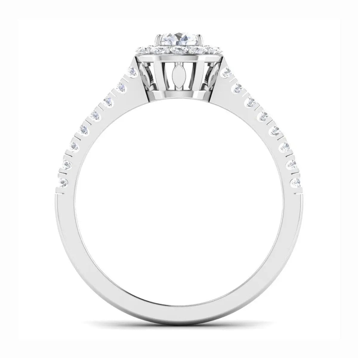 Jewelove™ Rings Full Halo Diamond Solitaire Engagement Ring for Women in Platinum JL PT 481