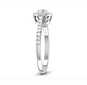 Jewelove™ Rings Full Halo Diamond Solitaire Engagement Ring for Women in Platinum JL PT 481