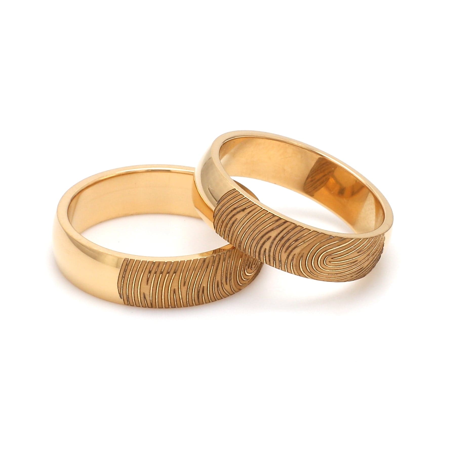 Jewelove™ Rings Gold Fingerprint Engraved Platinum Rings for Couples