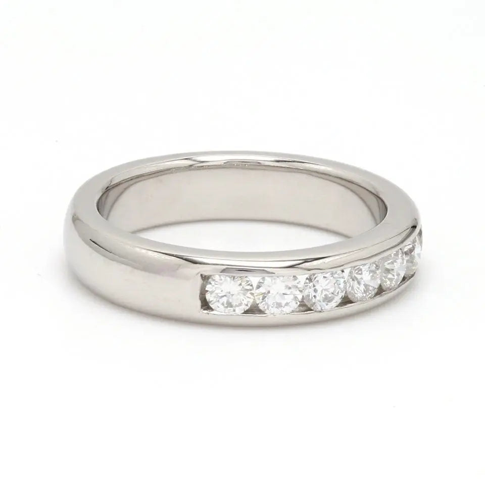 SIDE View of Half Eternity Platinum Band with 7 pointer Diamonds SJ PTO 245