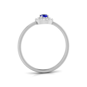 Jewelove™ Rings Halo Blue Sapphire Platinum Diamond Engagement Ring JL PT LR 7001