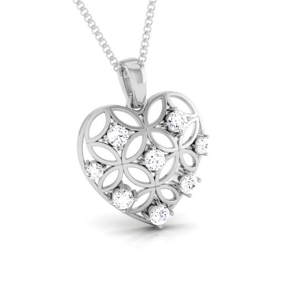 Front Side View of Platinum Love Pendant with Diamonds JL PT P 8106