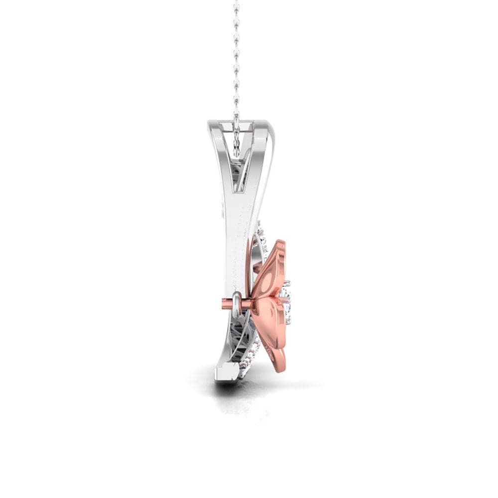 Side View of Platinum of Rose Heart Pendant with Diamonds JL PT P 8110