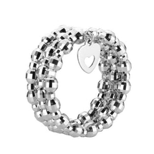 Jewelove™ Rings Women's Band only Japanese 3 Row Flexible Size Platinum Ring with Diamond Cut Balls JL PT 1019